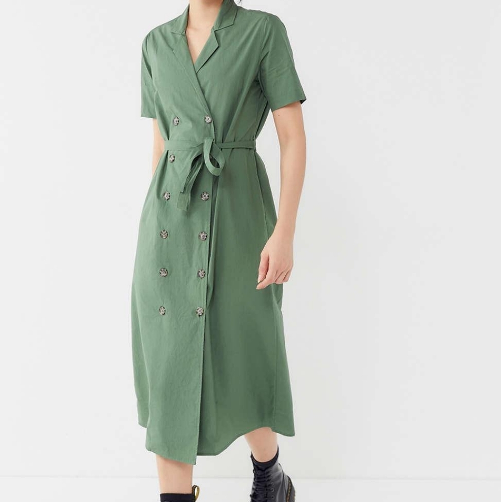 UO Holly Double Breasted Midi Shirt Dress (M)